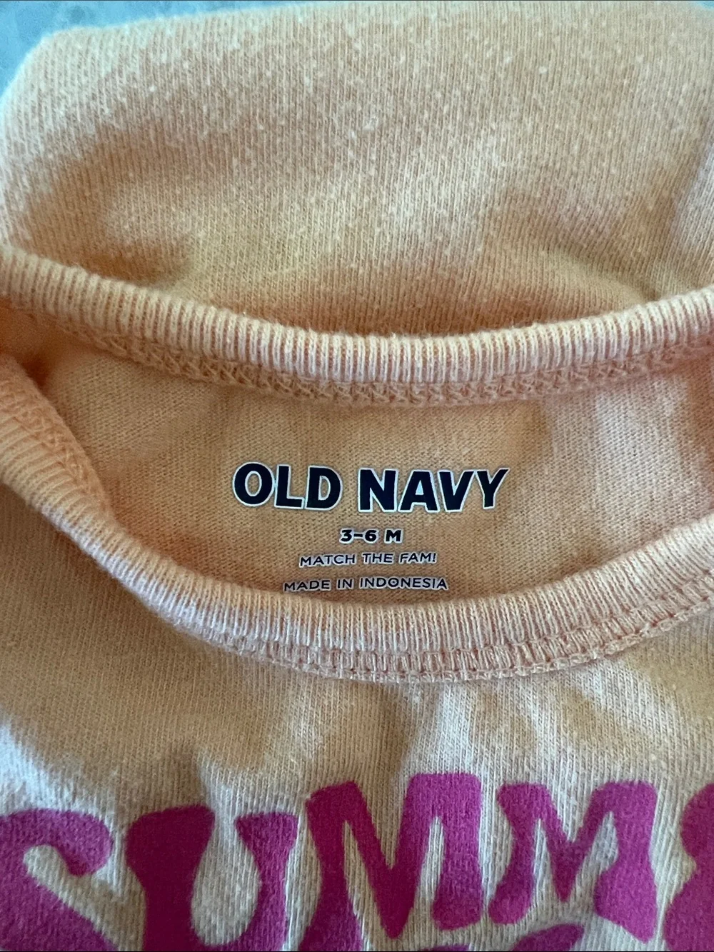 3-6 Month Orange Graphic 'Summer' Onesie with Blue Shorts